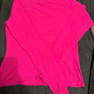 SKIMS Bright Pink Long Sleeve Top with matching sports bra